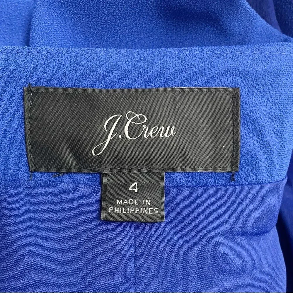 J. Crew Balloon Sleeve True Wrap Dress in 365 Crepe Cobalt Blue Career Size 4